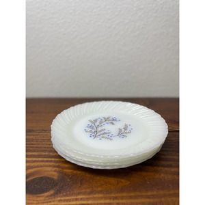 Vintage Set of 4 Termocrisa Salad Bread Plate 7.5" Mexico White Milk Glass Swirl